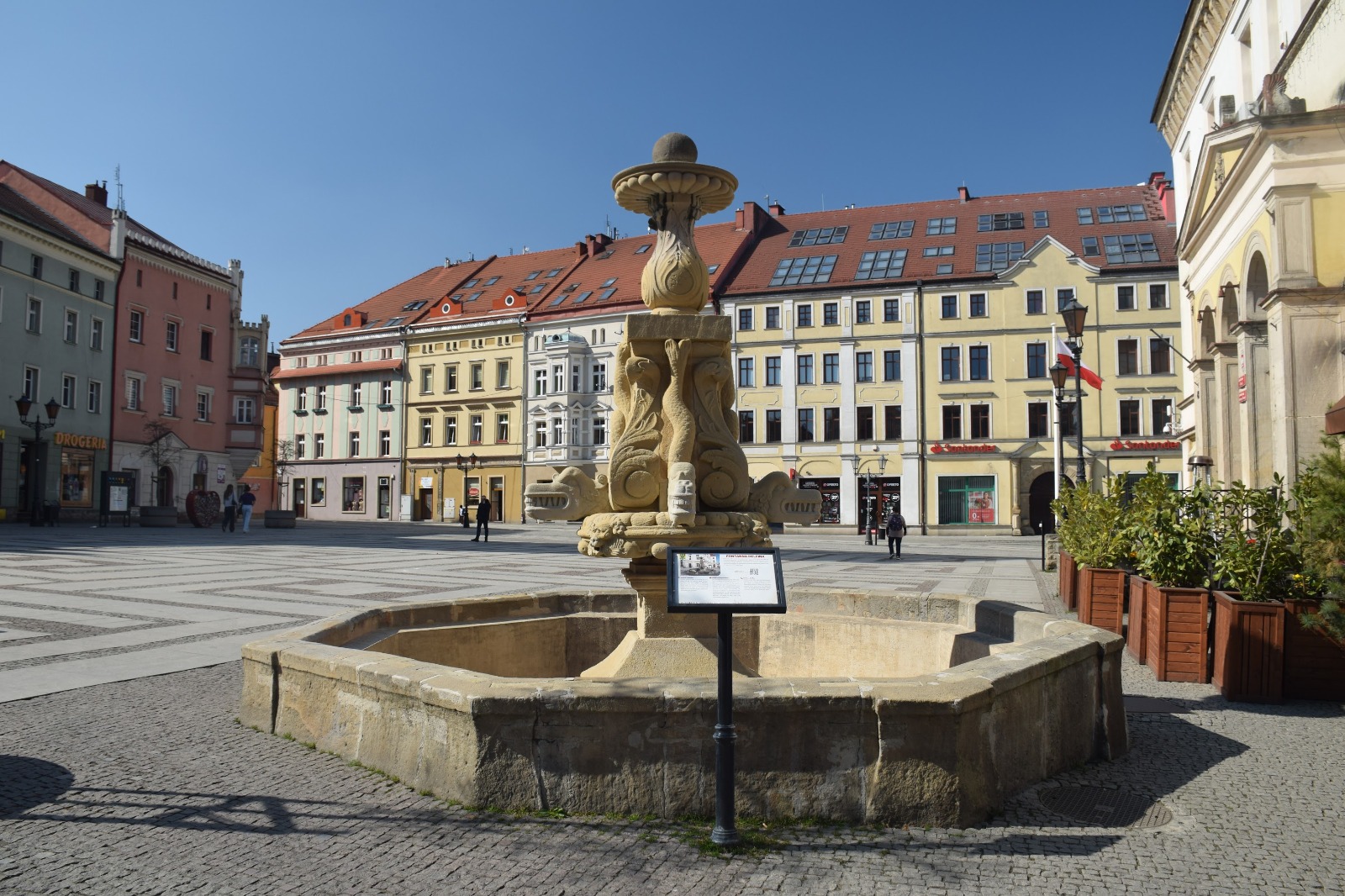 Złotoryja - fontanna delfina i rynek